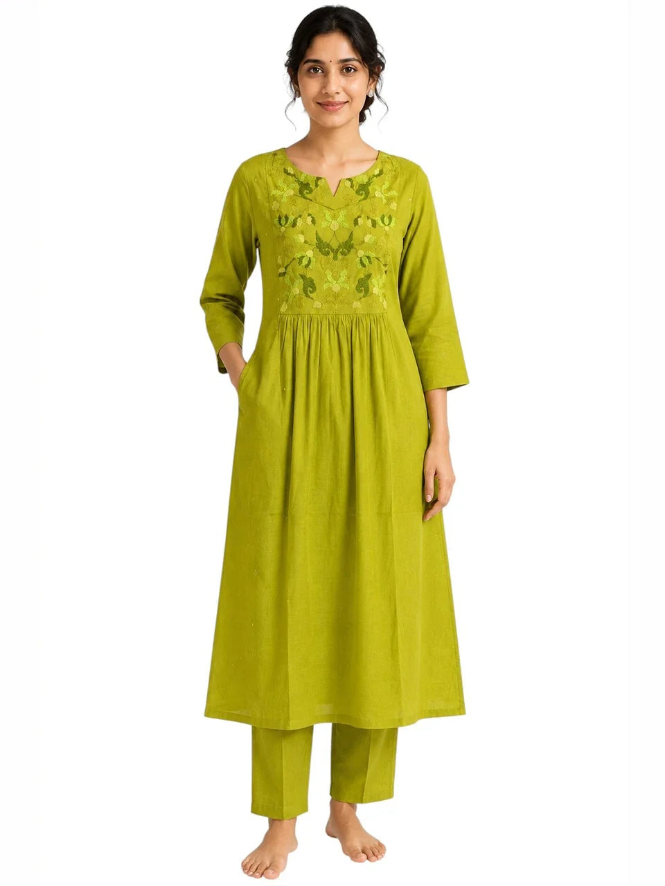 Olive Grace Embroidered Kurta Set