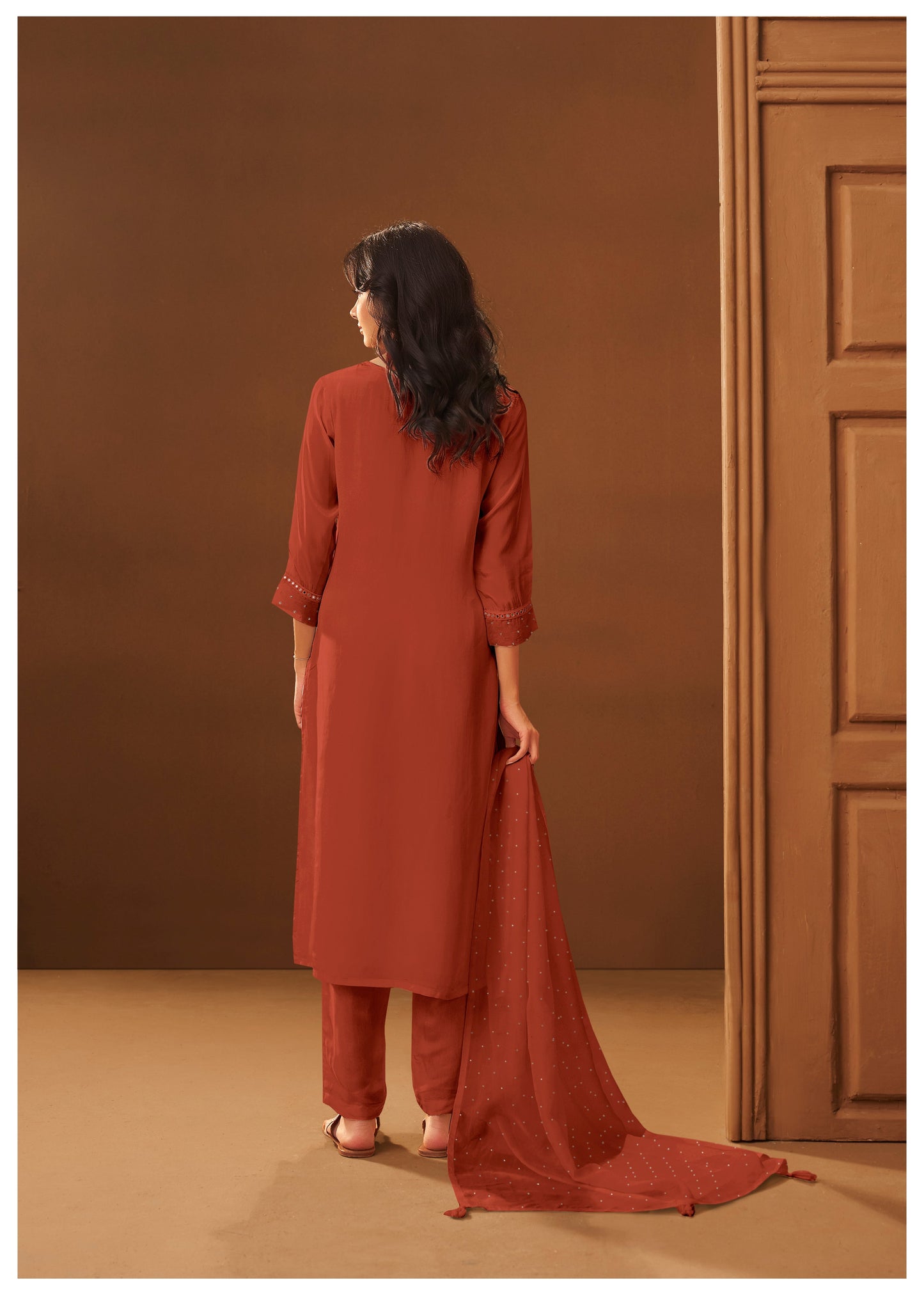 Rust Aura Mirror Kurta Set