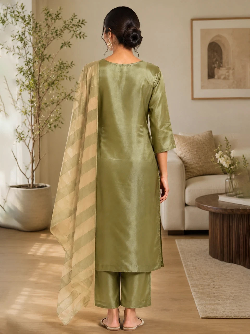 Olive Grace Embroidered Suit Set