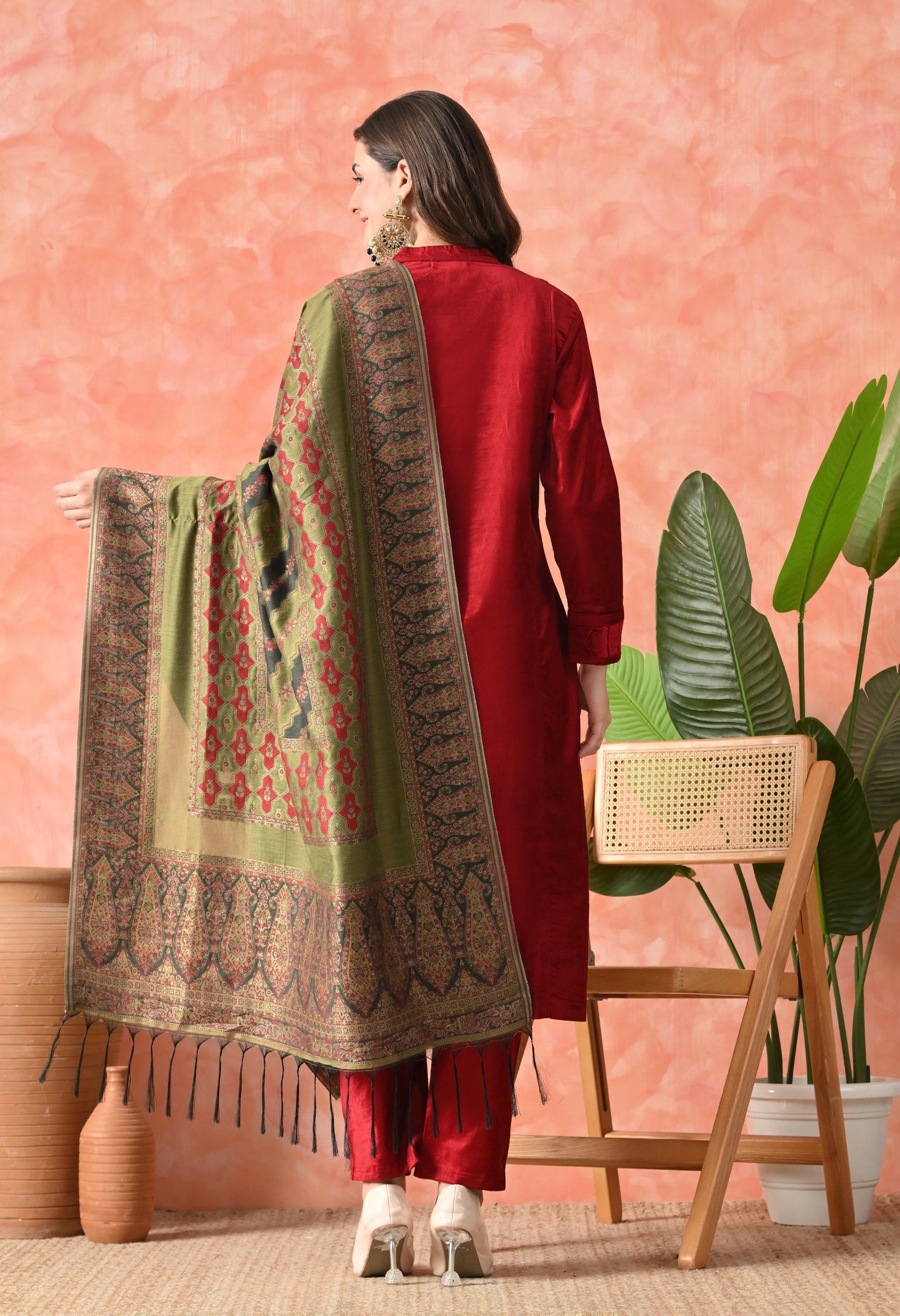 Elegant Red Velvet Grace Suit