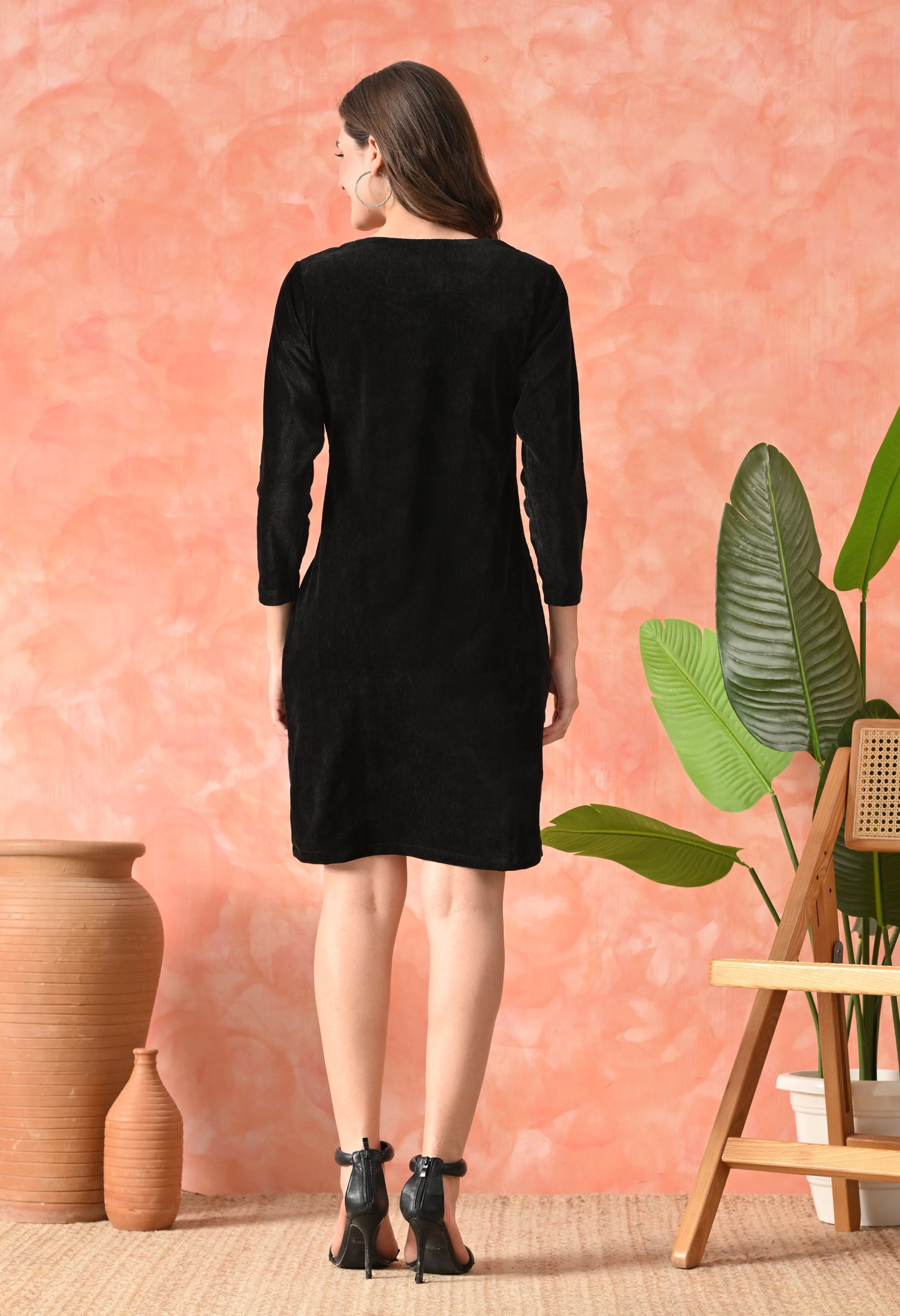 Elegant Black Velvet Charm Dress