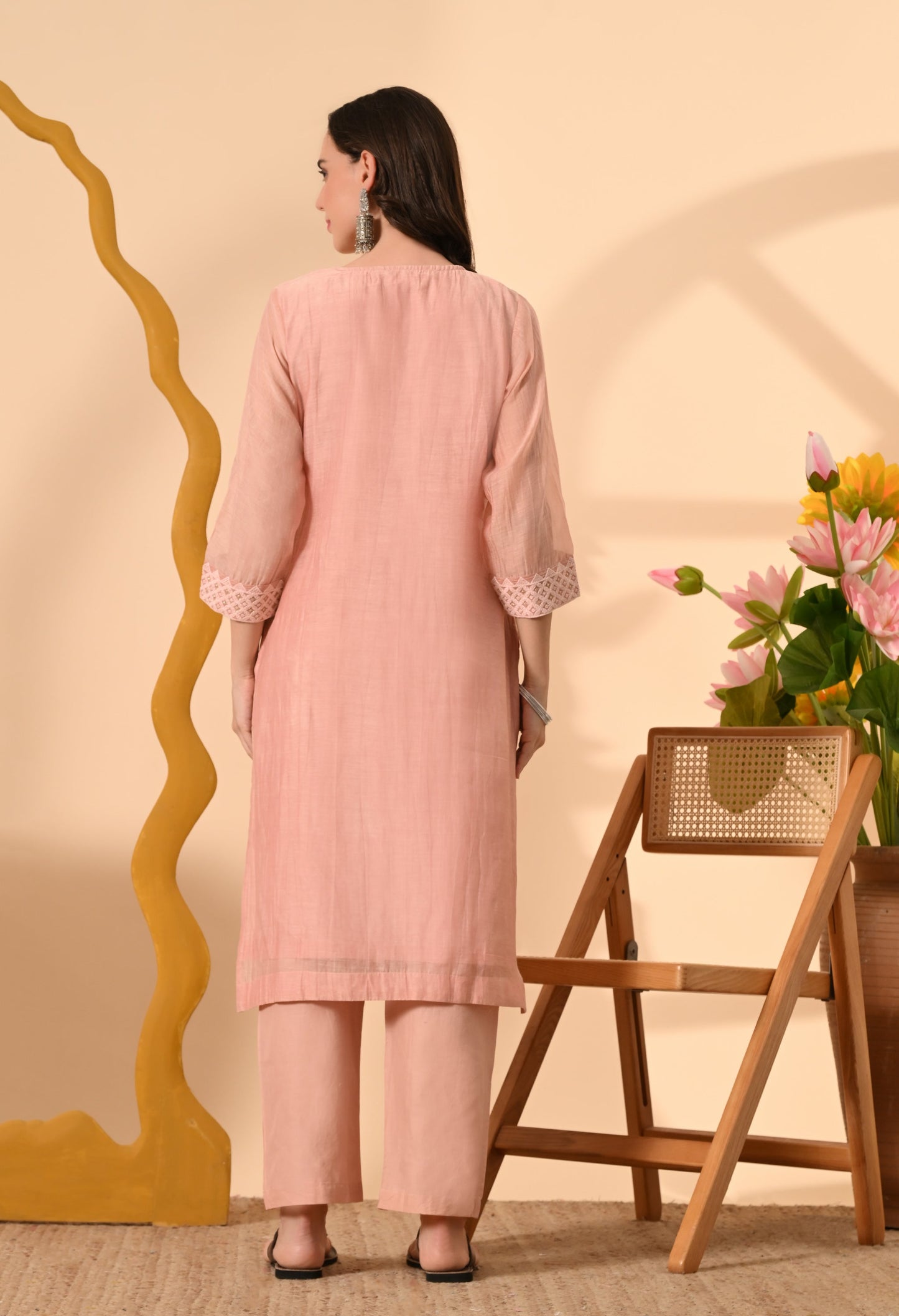 Pastel Pink Chanderi Cotton Suit
