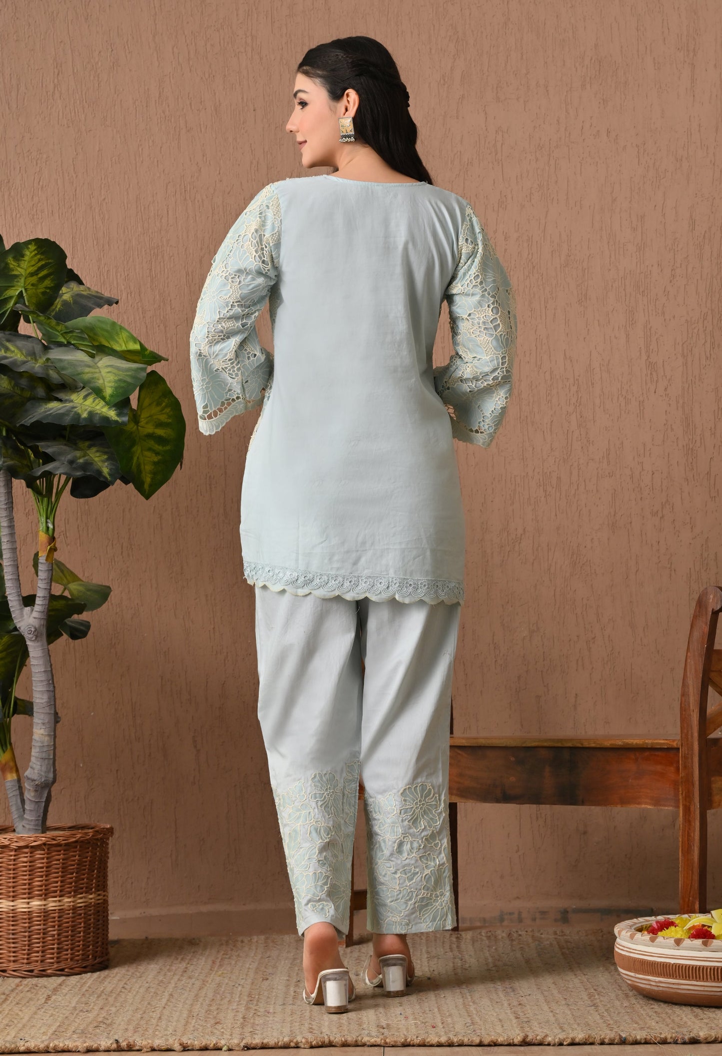 Aero Blue Elegance Frock Co-ord Set
