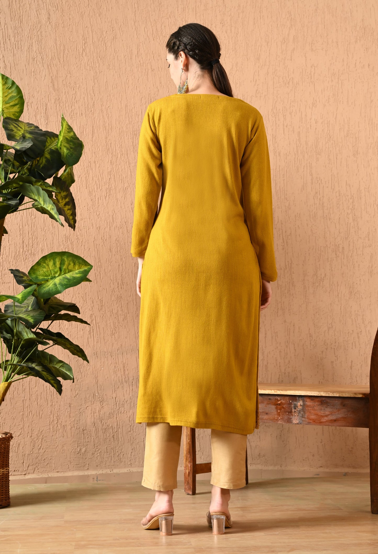Mustard Zari Daffodil Woolen Kurti
