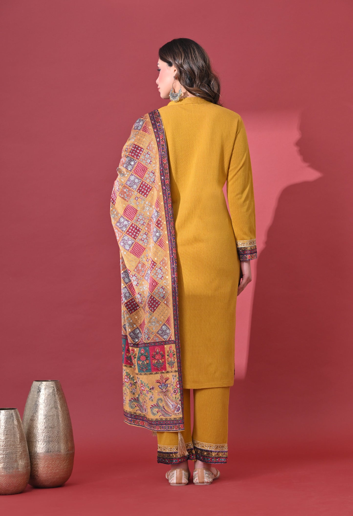 Mustard Elegance Woolen Kurta Set