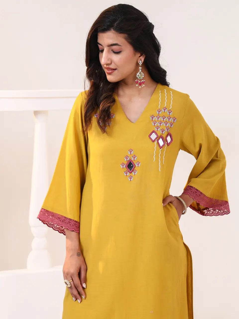 Golden Bloom Embroidered Kurta Set