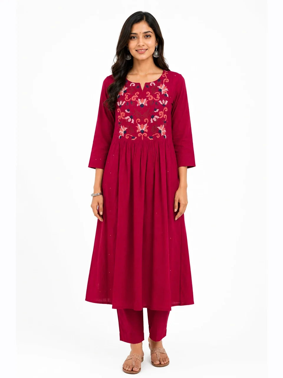 Ruby Bloom Embroidered Kurta Set