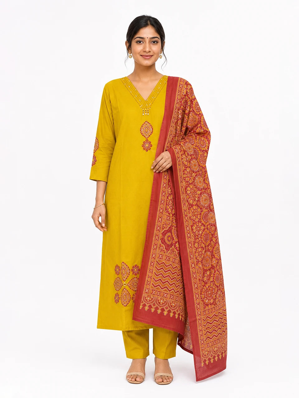 Sunlit Grace Embroidered Suit Set