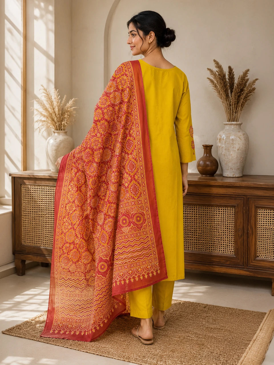 Sunlit Grace Embroidered Suit Set