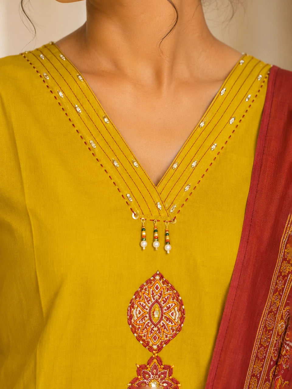 Sunlit Grace Embroidered Suit Set