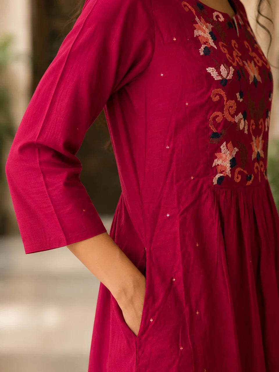 Ruby Bloom Embroidered Kurta Set
