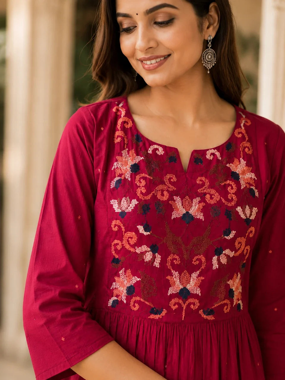Ruby Bloom Embroidered Kurta Set