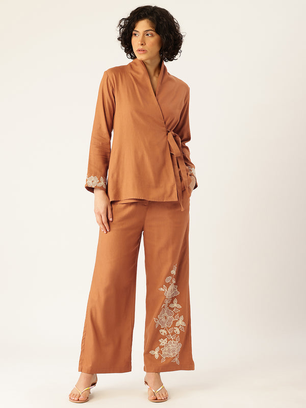 Amber Bloom Wrap Co-ord Set For Woman