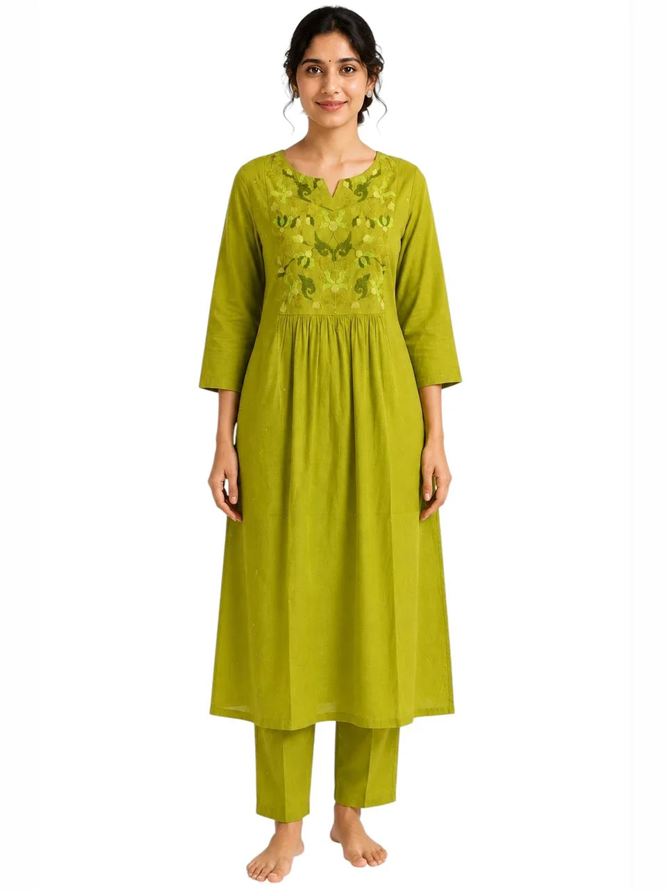 Olive Grace Embroidered Kurta Set