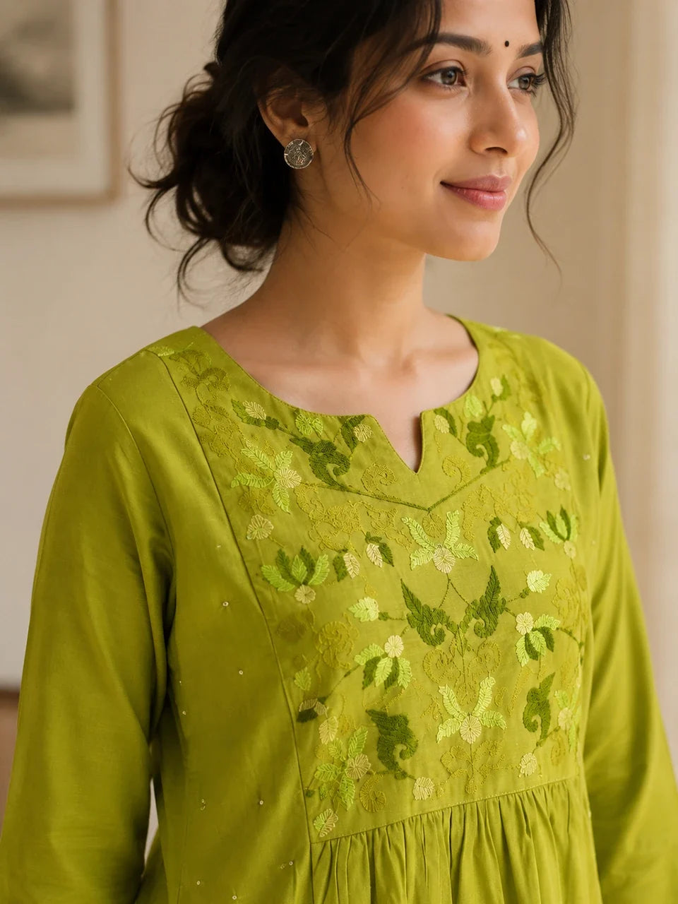 Olive Grace Embroidered Kurta Set