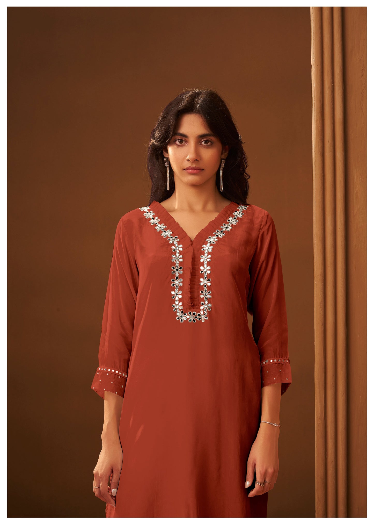 Rust Aura Mirror Kurta Set