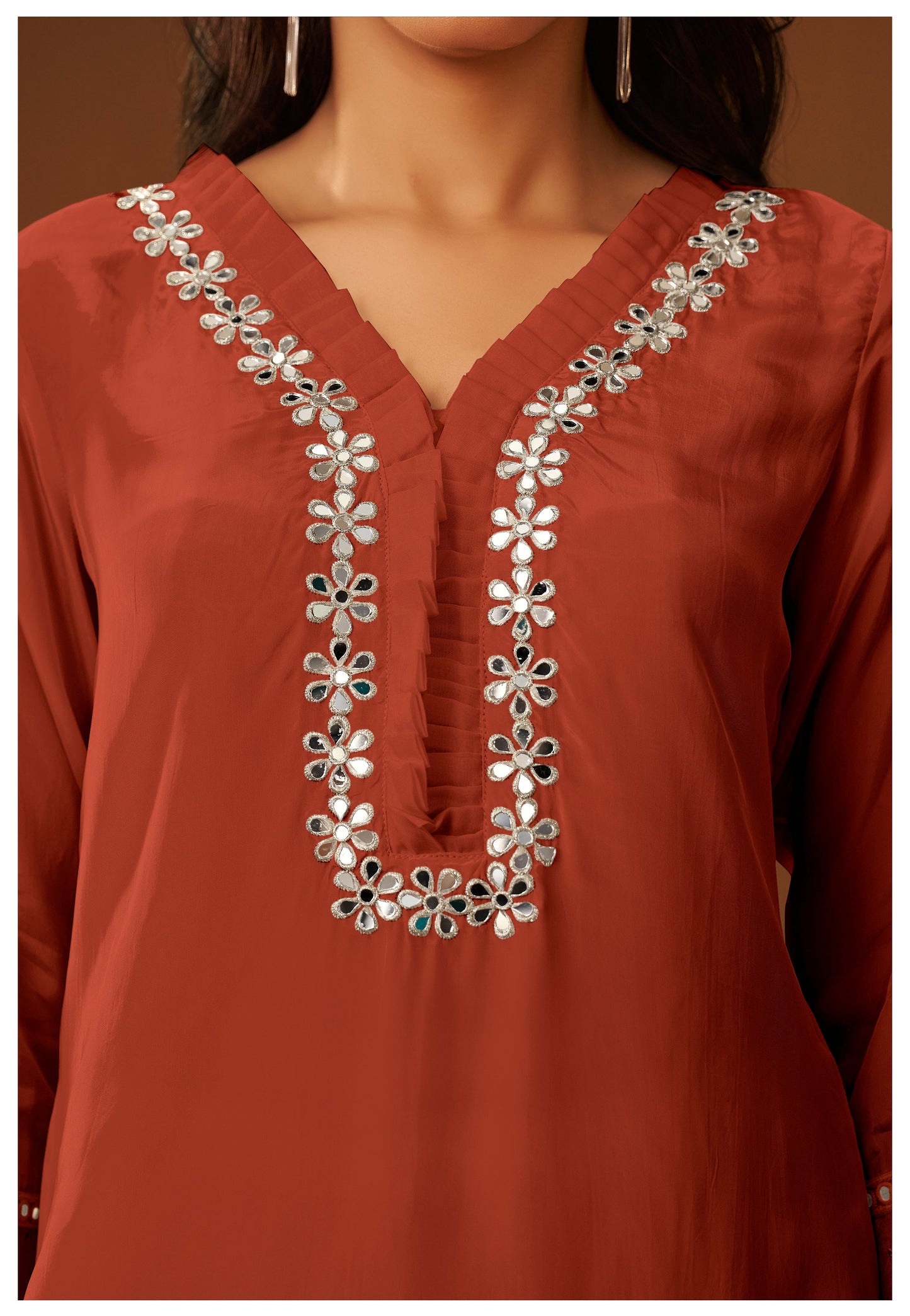 Rust Aura Mirror Kurta Set