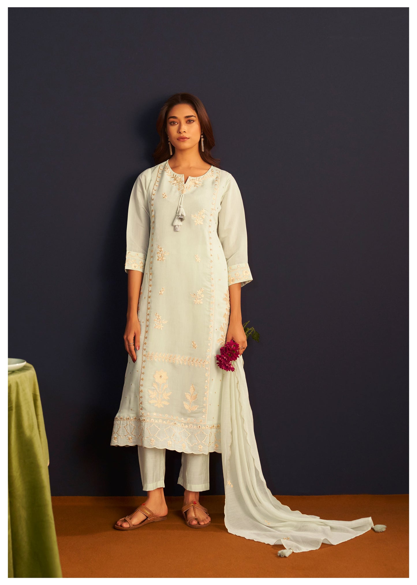 Ivory Bloom Embroidered Kurta Set