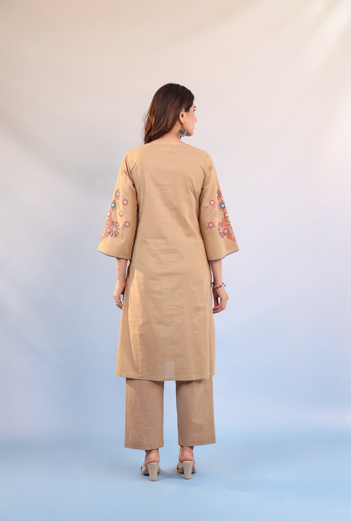 Noor Beige Embroidered Kurta Set
