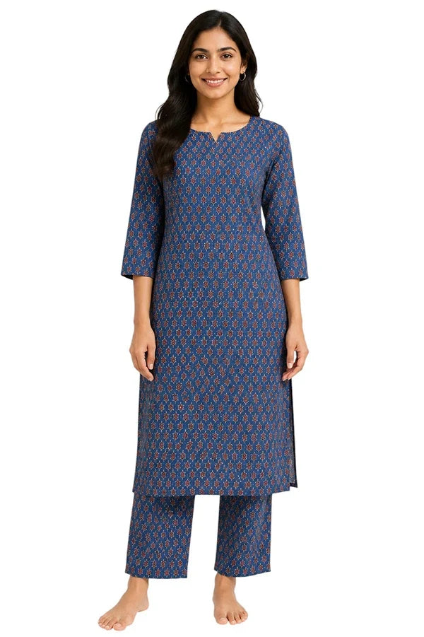 Indigo Blossom Printed Cotton Co-Ord Set