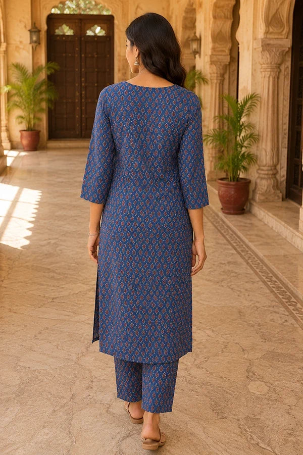 Indigo Blossom Printed Cotton Co-Ord Set