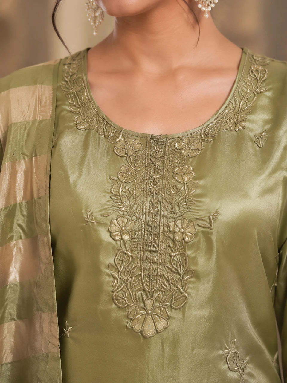 Olive Grace Embroidered Suit Set