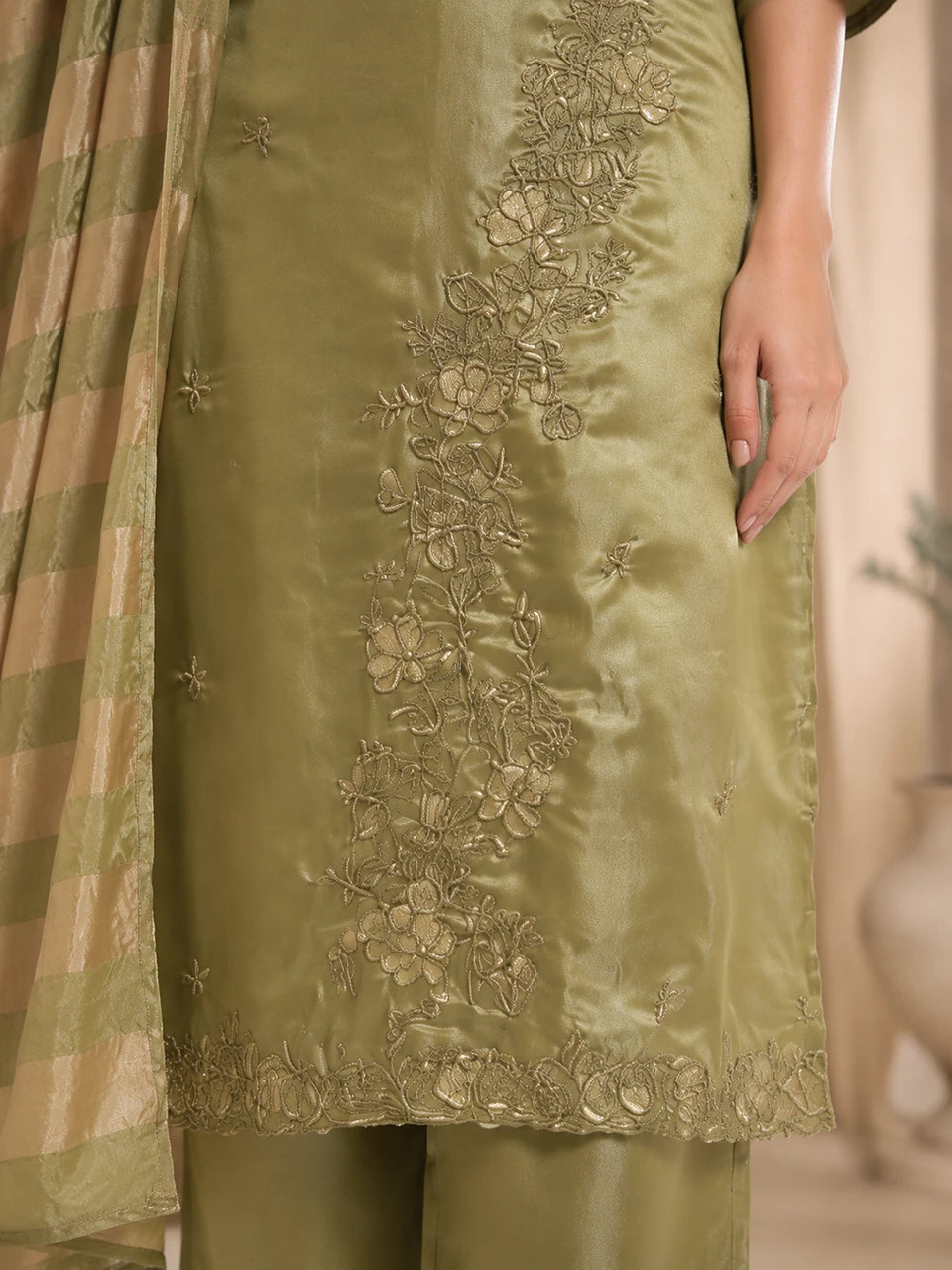 Olive Grace Embroidered Suit Set