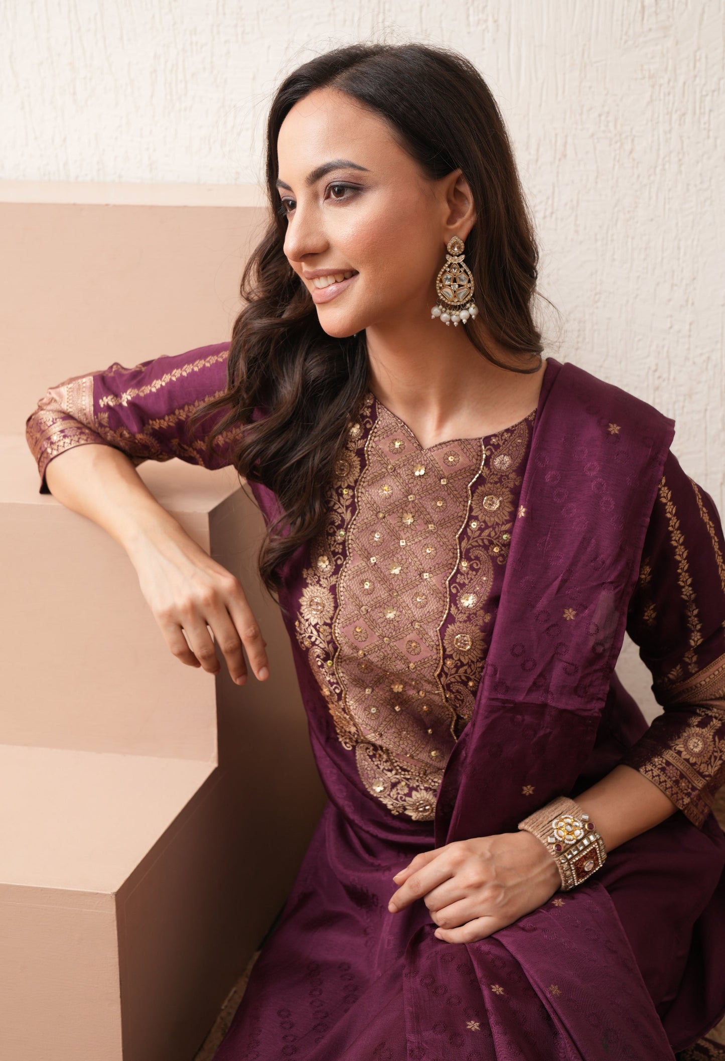 Wine Elegance Semi-Formal Suit