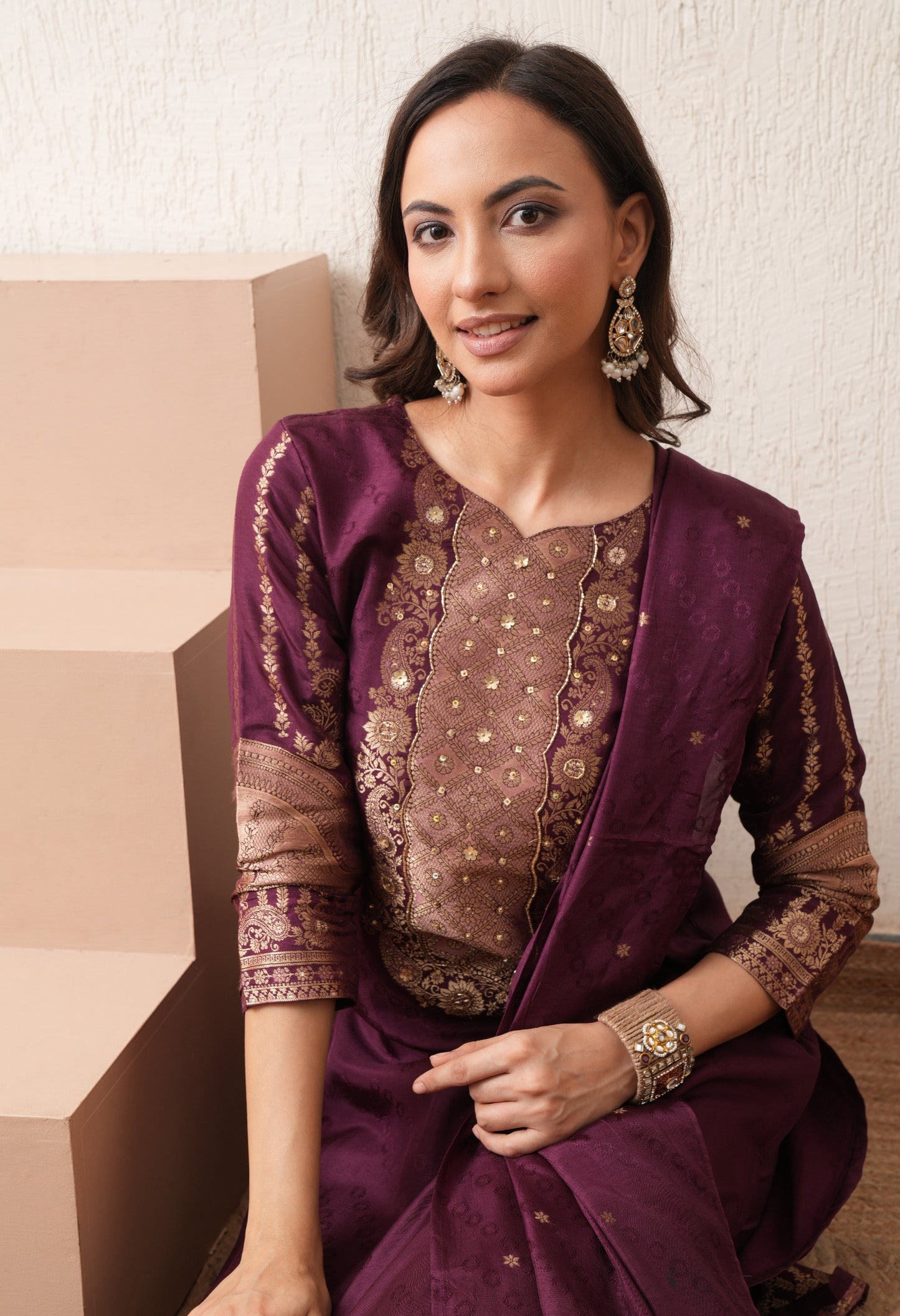 Wine Elegance Semi-Formal Suit