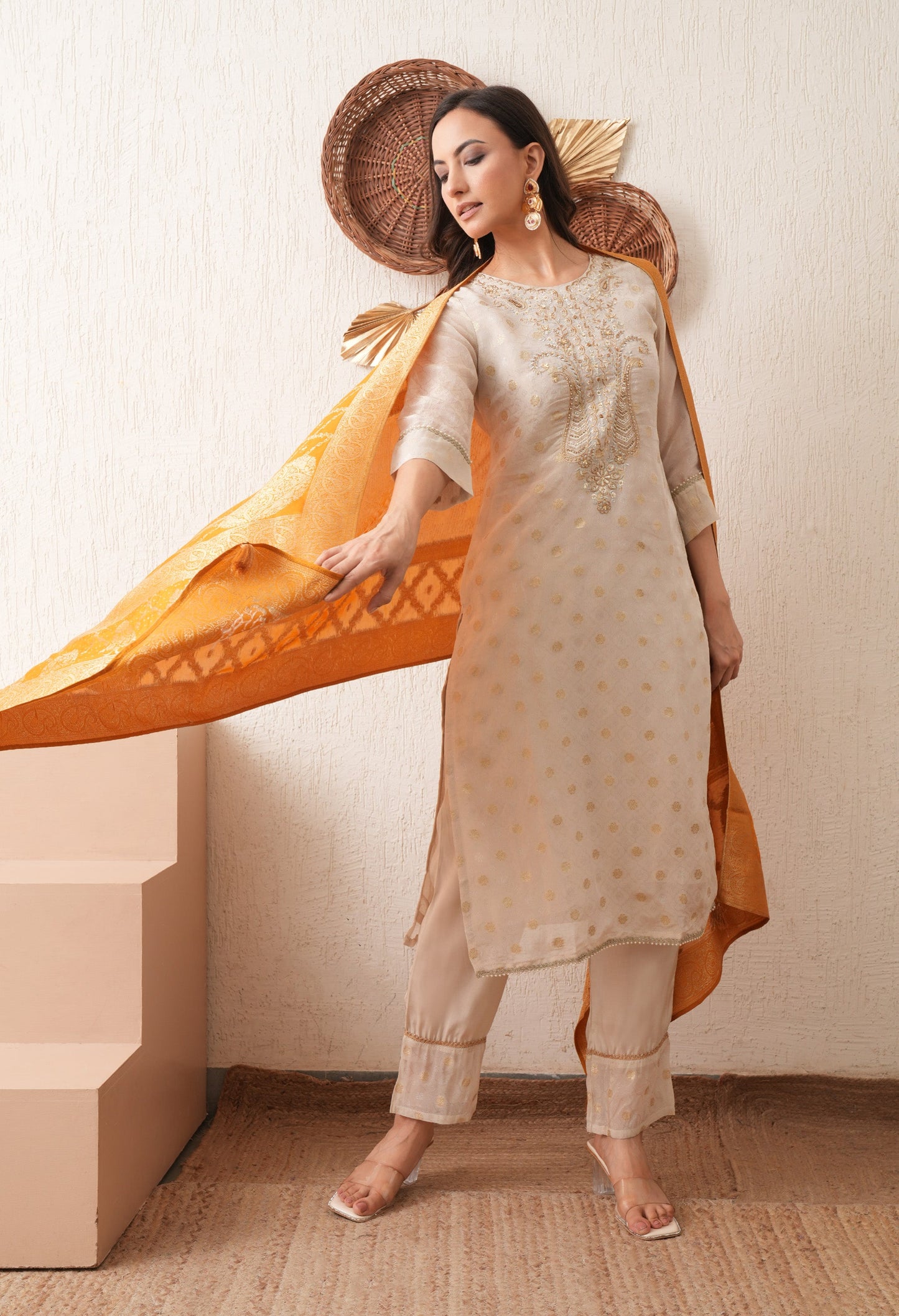 Beige Banarasi Zari Elegance Suit