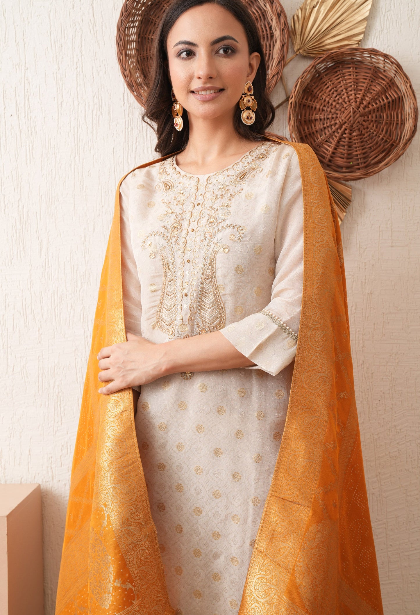 Beige Banarasi Zari Elegance Suit