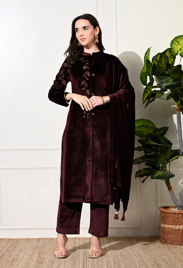 Graceful Wine Pakistani Suit