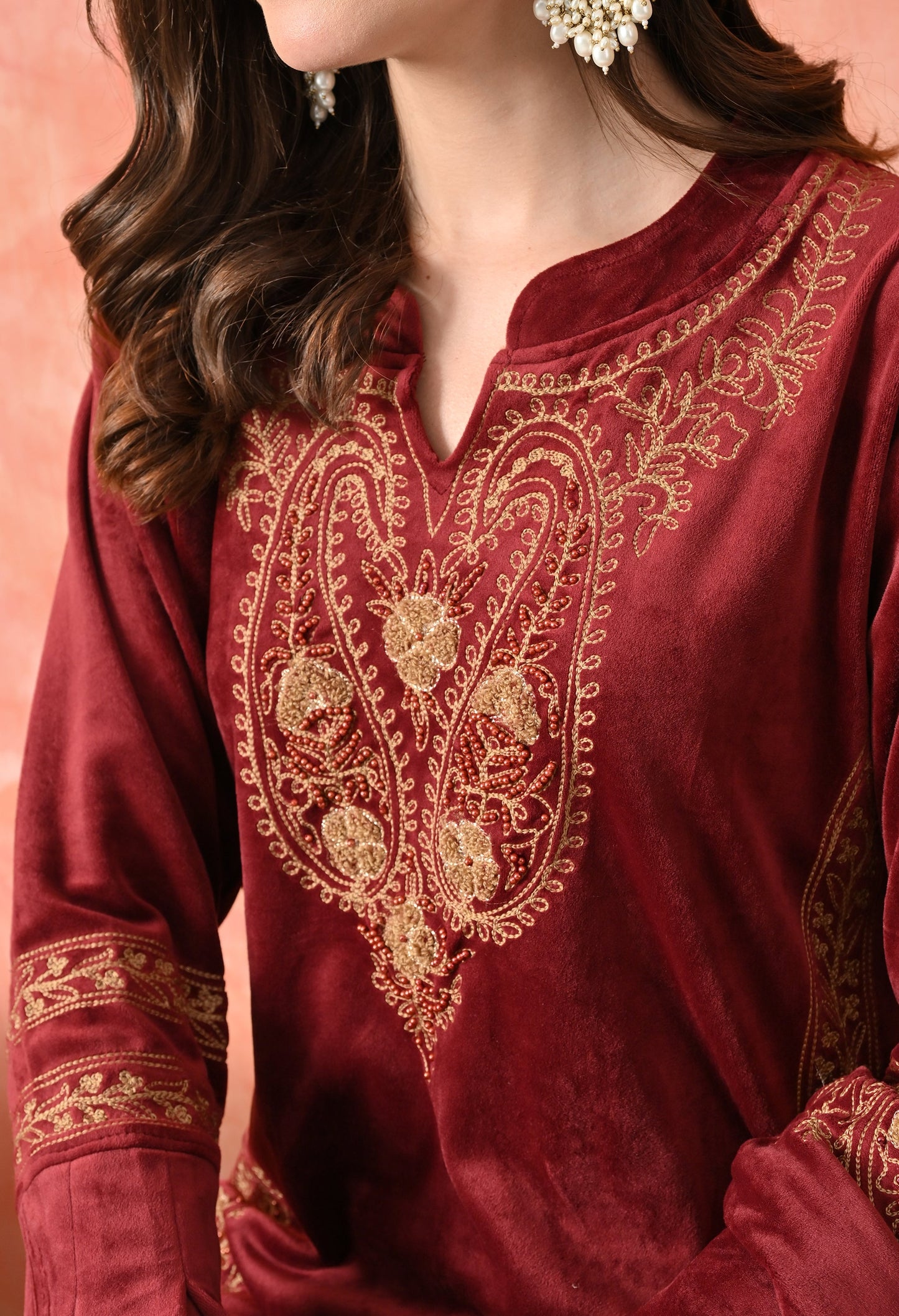 Elegant Off Red Velvet Charm Suit