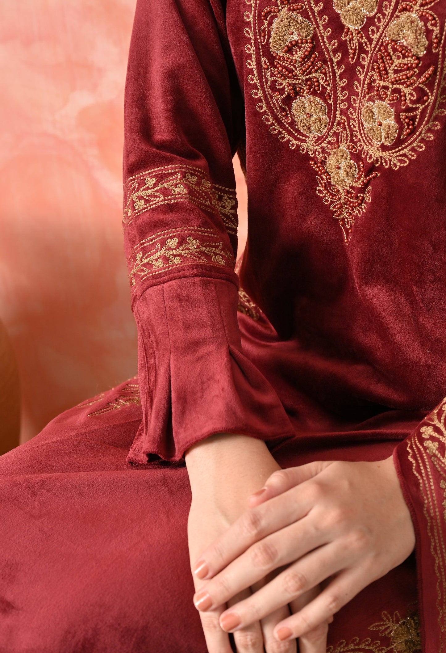 Elegant Off Red Velvet Charm Suit