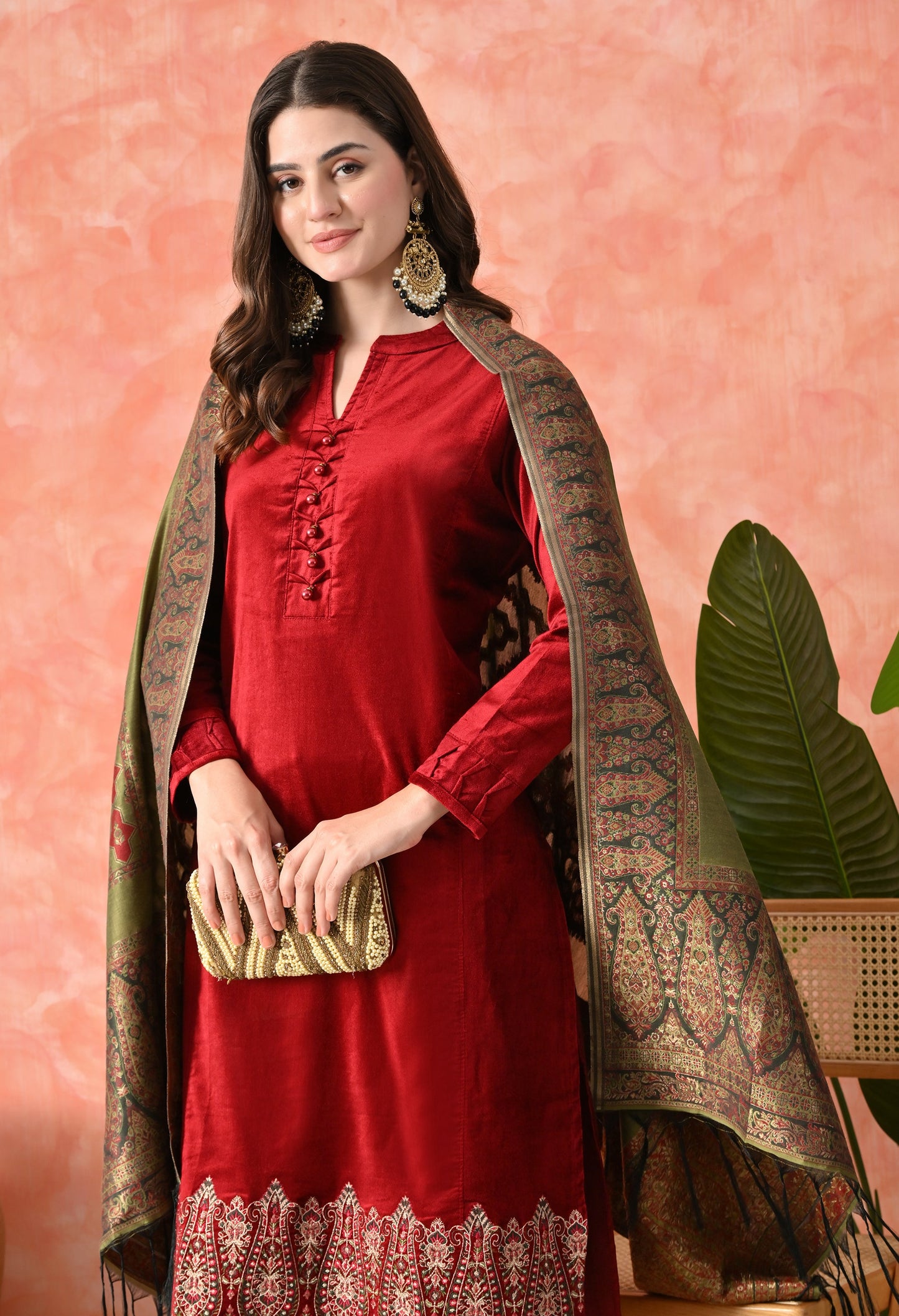 Elegant Red Velvet Grace Suit