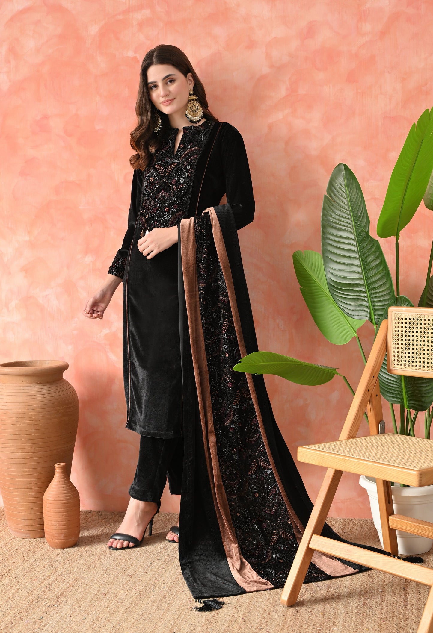 Midnight Elegance Velvet Pakistani Suit