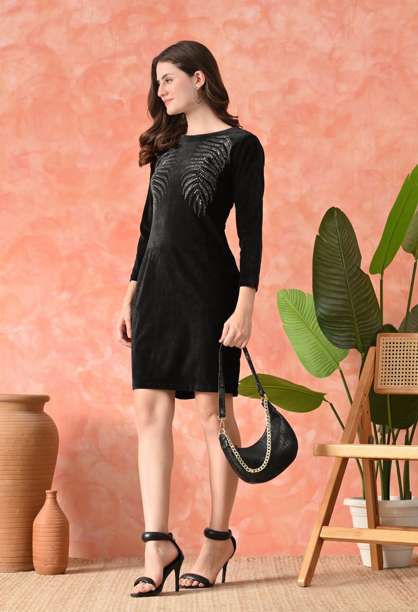 Elegant Black Velvet Charm Dress
