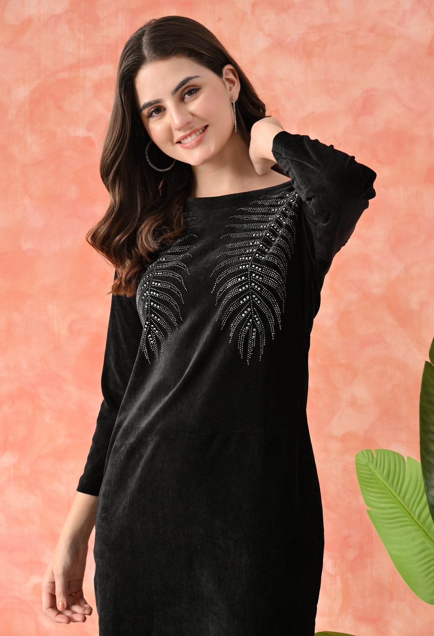 Elegant Black Velvet Charm Dress