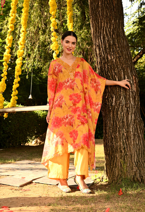 Vibrant Kaftan Suit with Palazzo