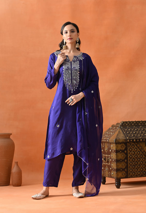 Purple Glow Silk Suit Set