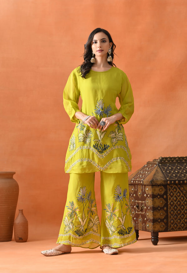 Neon Glow Organza Suit Set