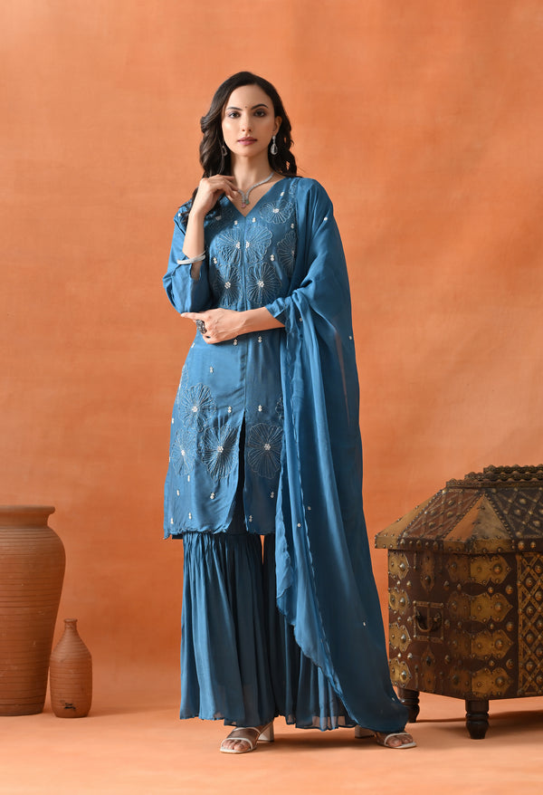 Blue Pearl Garara Suit Set