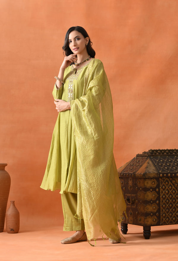 Green Dabka Pearl Party Suit