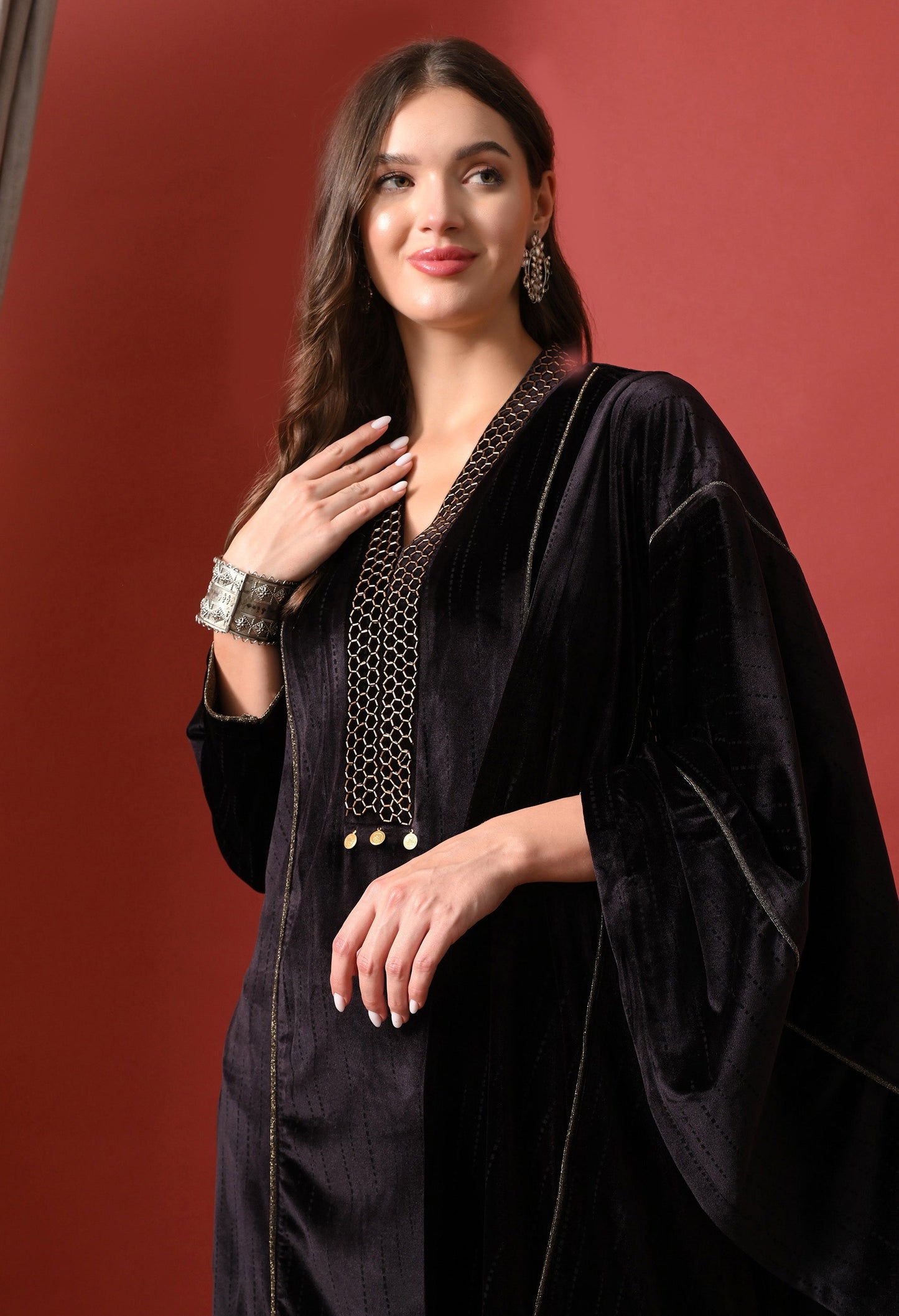 Midnight Luxe Minimal Embroidered Velvet Suit