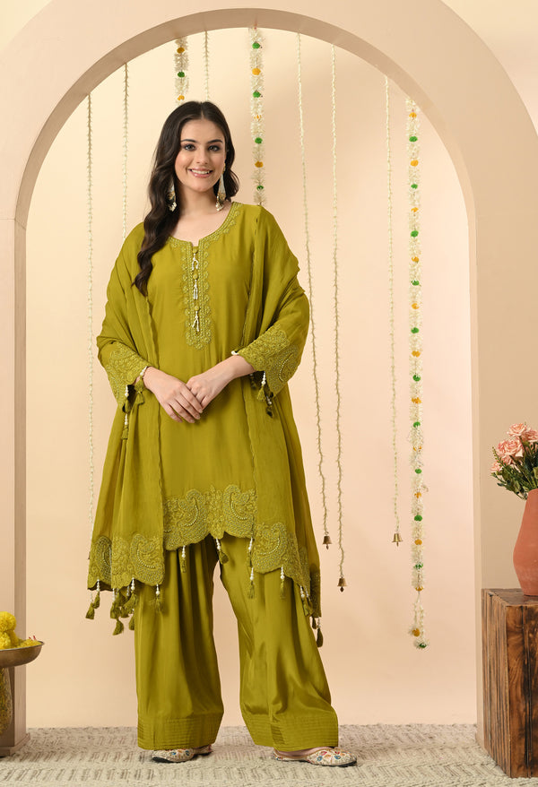 Light Green Pearl Partywear Set