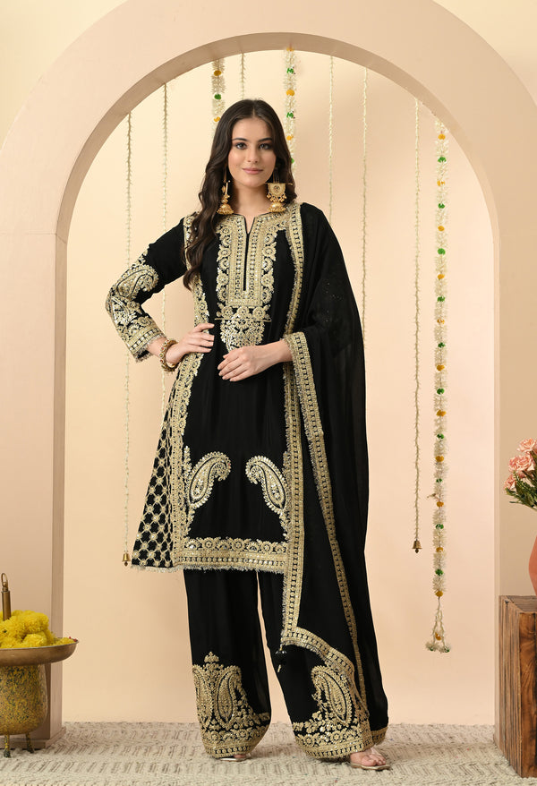 Black Grace Mirror Zari Ensemble For Woman