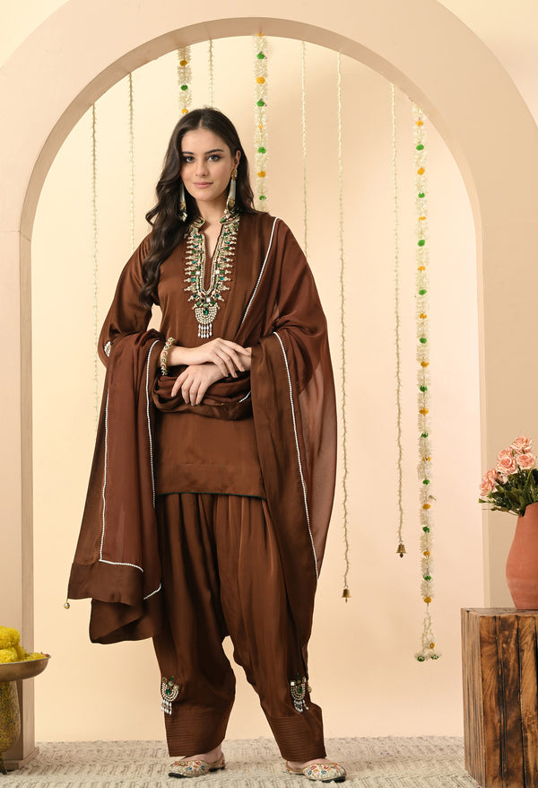 Brown Sparkle Partywear Set