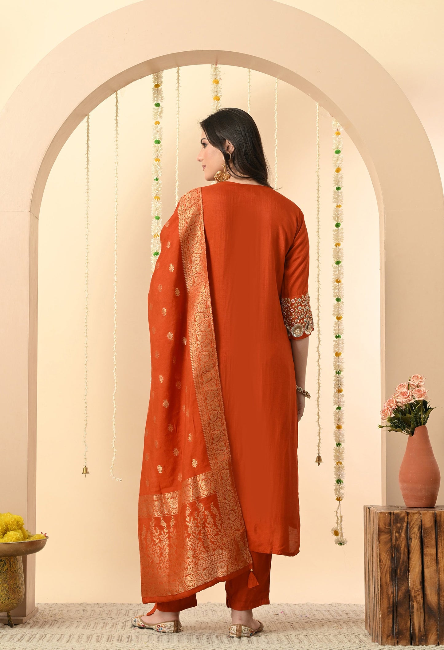 Orange Elegance Silk Ensemble