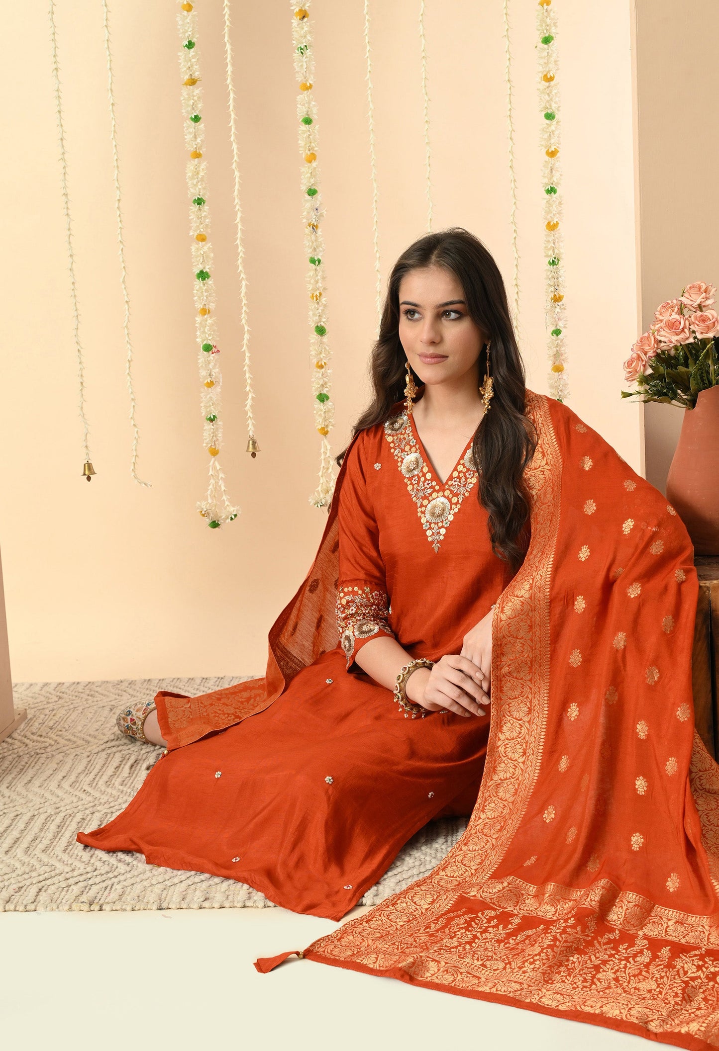 Orange Elegance Silk Ensemble