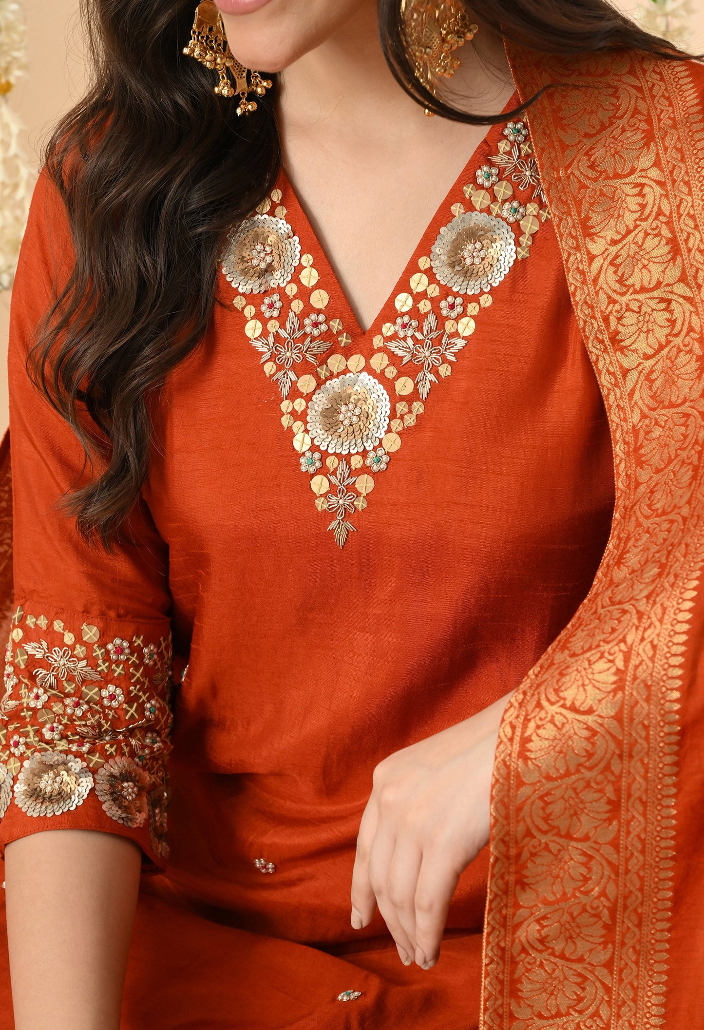 Orange Elegance Silk Ensemble